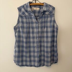 WindRiver Sleeveless Blue Plaid Button-Up Shirt Size 2XL